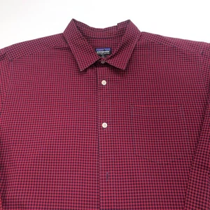Patagonia XL Organic Cotton LS Check Gingham Casual Shirt Blue Red - Picture 1 of 10