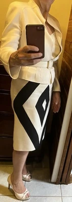  VALENTINO white and black pure wool  2 piece skirt suit size 42 4 - Image 1 of 4