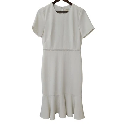 Shoshanna Ravello Dress Womens Size 8 White Flounce Hem Short Sleeve  - Image 1 of 4