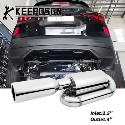 2.5'' In Twin Loop Exhaust Muffler Resonator Tail Pipe Tip For Subaru Forester - Imagem 1 de 4