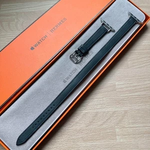 Apple Watch Hermès Bracelet Cuir Double Tour Vert Rousse Attaché 41 mm Occasion - Photo 1 sur 9