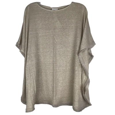 NWT J. Jill Linen Poncho Oatmeal Beige Fringe Edge Drapey Top Coverup Beach XS/S - Image 1 of 4