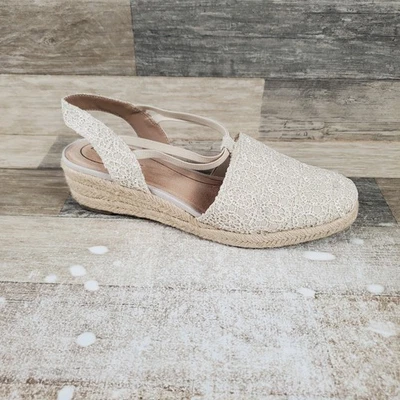 LifeStride Katrina 2 Womens Sandal Sz 11 Wide Beige Floral Espadrille Wedge Heel - Image 1 of 4