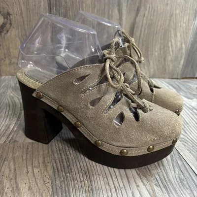 Sbicca Vintage Wood Clogs Tuape Suede EU39/US 8.5 Made In USA - Image 1 of 4