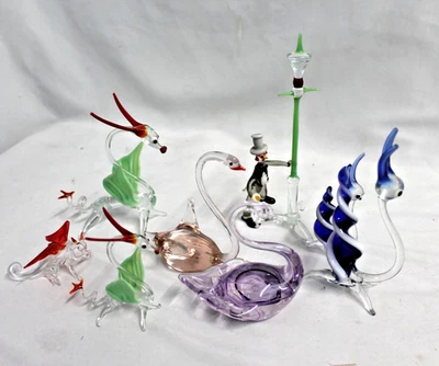 Vintage Murano Small Glass Man & Animal Figurines Collection x 8 (A46) - Image 1 of 4
