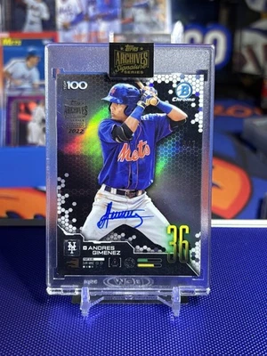 2022 TOPPS ARCHIVES ANDRES GIMENEZ AUTO 4/7 2019 BOWMAN (TOP 100) ENCASED - Image 1 of 2