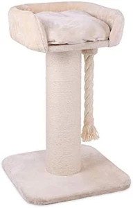 Kazoo High Bed Scratch Post with Rope, Cream - Picture 1 of 12