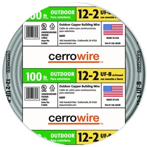 Cerro Wire 138-1602CR-3 Type UF-B 100-Foot 2-Conductor Underground Feeder Cable - Bild 1 von 1