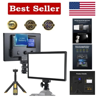 Luz LED portátil para cámara con batería de 4000 mAh para videos nítidos - 3200K-5600K Foto 1 de 4