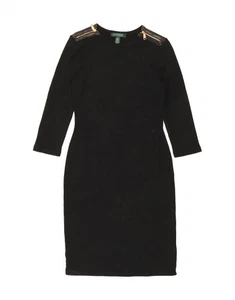 RALPH LAUREN Womens 3/4 Sleeve Bodycon Dress UK 6 XS Black Cotton Z203 - Picture 1 of 6
