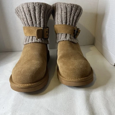 Ugg Australia Cambridge Suede Knit Boots Women's Size 8 Chestnut - Image 1 of 4