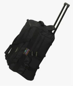 25" Rolling Wheeled Duffel Bag Luggage 5785 Black Wheels Duffelbag Travel Plane - Picture 1 of 5