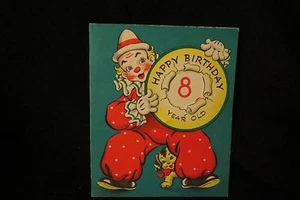 Vintage Circus Clown Birthday Card For Ages 1 To 10 1940s By: GE - Picture 1 of 4
