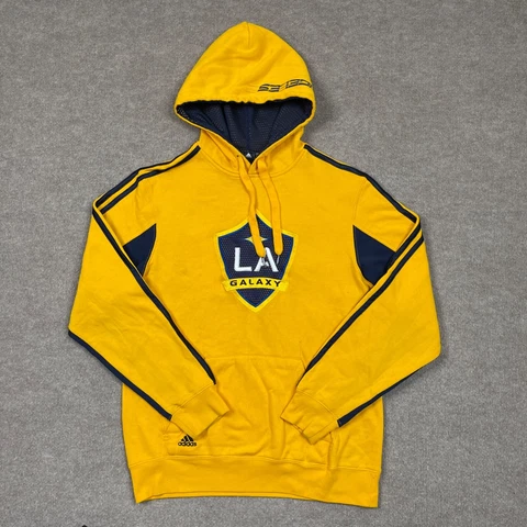 LA Galaxy Hoodie Mens Small Yellow Lightweight Long Sleeve Pullover Casual Adult Cover