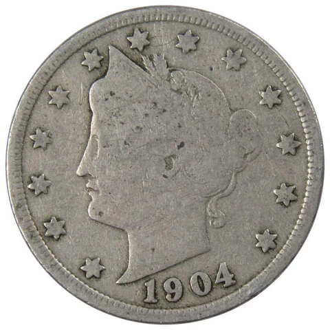 1904 Liberty Head V Nickel 5 Cent Piece AG About Good 5c US Coin Collectible Cover