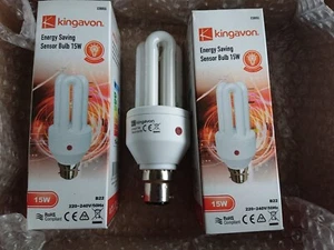 Bombilla nocturna Kingavon 2x 15W CFL sensor de atardecer hasta amanecer bayoneta BC B22 FASTPP - Imagen 1 de 2