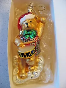 Radko Drummin' Teddy Glass Ornament - Marshall Field's Walnut Room Exclusive - Picture 1 of 4