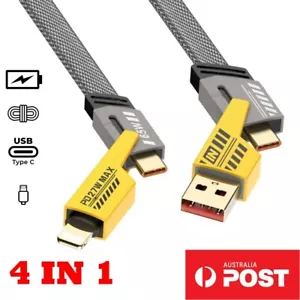 4 in 1 USB A to Type C Charging Cable Data Cord Charger For Samsung Apple iPhone - Picture 1 of 9