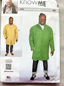 Mens Coat Sewing Pattern Know Me mimi g ME2059 38-46 Lined Mid Length Snap Zip - Picture 1 of 3