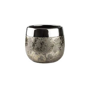 Edler Keramik Topf Blumentopf Übertopf Moon D 12 cm oval gold silber Tropfen - Bild 1 von 5