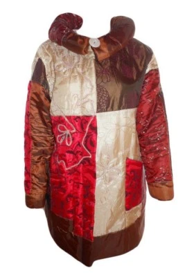 Abrigo acolchado adornado floral retazos informal de colección de diseño de mujer años 80 talla única X89 Foto 1 de 4