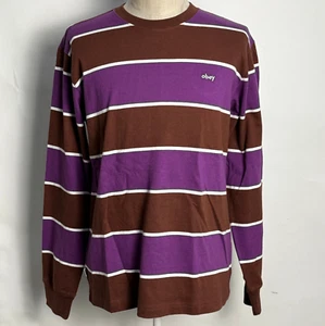 Obey Herren LS Strick T-Shirt Bryon Sepia/lila gestreift Gr. M NEU - Bild 1 von 3