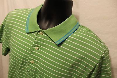 Camisa informal polo de rugby a rayas verdes talla L 100 % algodón Madison para hombre S/S Foto 1 de 3
