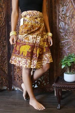 Bohemian Animal Print Cotton Wrap Around Summer Skirts Onesize 
