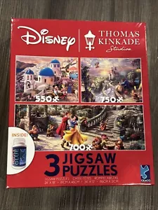 Brand New~Thomas Kinkade~Disney Mickey & Princess~3 Puzzles In One~2000+ Pieces - Picture 1 of 4