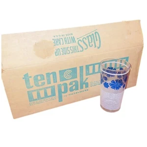 10 vasos de colección azul floral blanco a rayas avellana caja abierta - Imagen 1 de 6