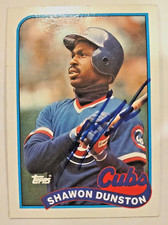 Shawon Dunston Signed 1989 Topps #140 Chicago Cubs - On card Auto - EX