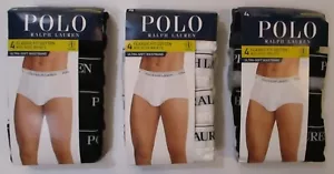 4 RALPH LAUREN POLO COTTON MID RISE BRIEFS SIZES S M L XL BLACK WHITE GRAY NWT - Picture 1 of 46