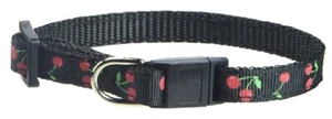 Cuello de seguridad para gato cerezas negras nailon; 3/8 pulgadas de ancho; cuello tamaño 6-10 pulgadas - Imagen 1 de 2