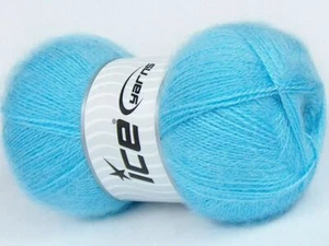 4-Skein Lot Mohair Pastel Yarn Fine 4x100g/500m Baby Blue - Picture 1 of 4