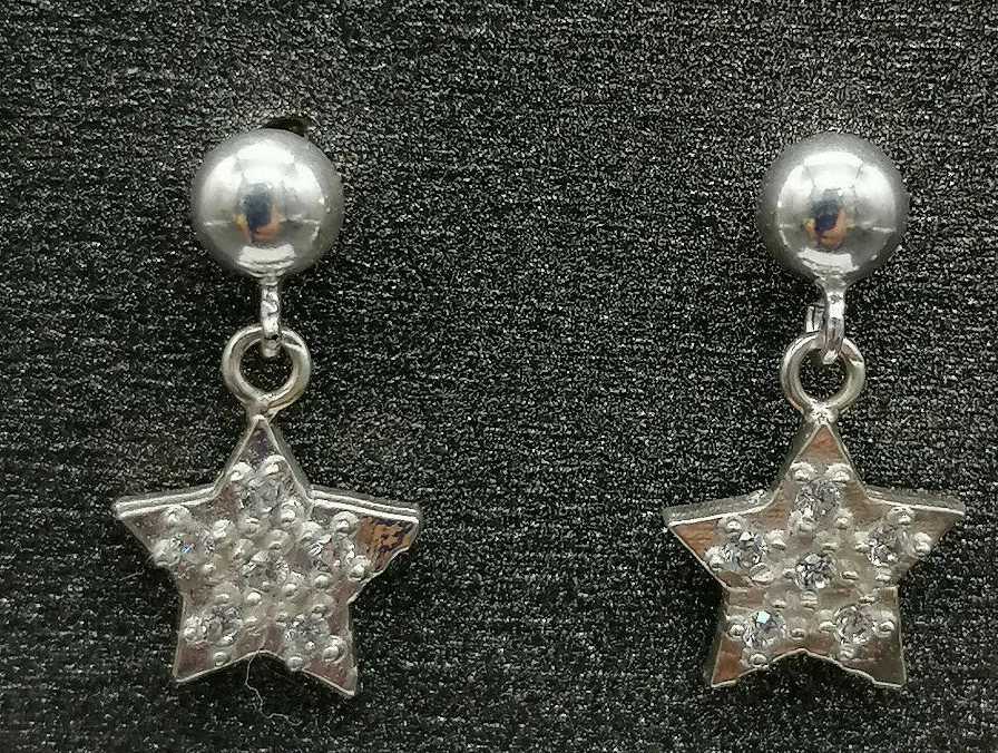 orecchini in argento e zirconi stella GIOIELLO ITALIANO bambina donna - Immagine 1 di 4