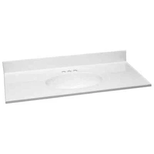 43 in. W x 22 in. D Cultured Marble Vanity Top in Solid White with Solid White B - Picture 1 of 3