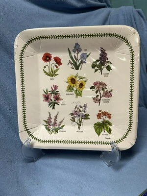 Portmeirion BOTANIC GARDEN Spode 10" PAPER Party Dinner Plates Multifloral HTF 8 - Image 1 of 4