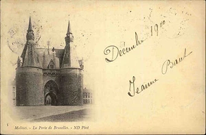 Malines Mechelen Belgien 1900 La Porte de Bruxelles Brüssel Portal AK frankiert - Bild 1 von 2