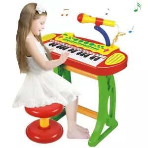 Pianola Giocattolo per Bambini Tastiera 31 Tasti Microfono Supporto e Sgabello - Foto 1 di 5