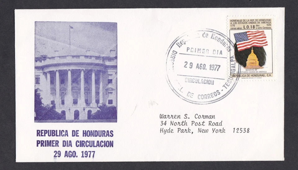 HONDURAS 1977 FIRST DAY COVER AMERICAN  BICENTENNIAL SONS OF LIBERTY - Image 1 of 1