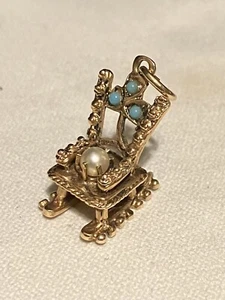 Bracciale o Collana Ciondolo Sedia a Occhiello Oro Giallo 14K Oro Giallo Anni '60 - Foto 1 di 8