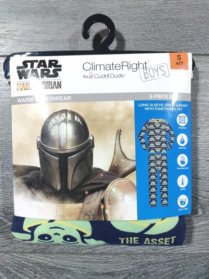Roupa íntima masculina Star Wars pequena 6-7 pijama Mandalorian calça camisa térmica - Imagem 1 de 4