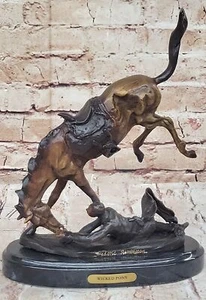 FREDERIC REMINGTON LARGE "WICKED PONY" BRONZE SCULPTURE HOT CAST HOME FIGURINE - Picture 1 of 10