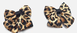 2 Leopard Hair Jewelry Clips Bows 3 in Approx - Picture 1 of 2