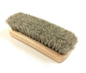 Spazzola professionale lucida scarpe 100% setole peli di cavallo lucidatura manico legno - Foto 1 di 11