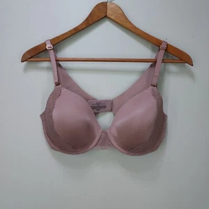 Soma 34 D Solid Mauve Vanishing 360 Perfect Coverage Lace Trim Underwire Bra - Picture 1 of 5