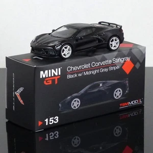 USA Mijo Mini GT MGT00153-MJ 1:64 Chevrolet Corvette Stingray Black Grey Stripe - Picture 1 of 2