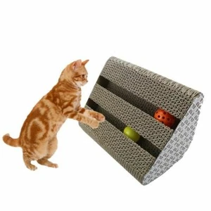 Cat Scratch Board Toy Incline Scratcher Kitty With Bell Ball Interactive Game  - Picture 1 of 11