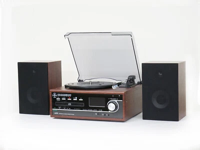Steepletone Broadway Teak Bluetooth Music Centre Record from CD/LP to MP3 NEW - Image 1 of 4