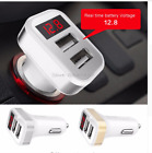 ONE+2.1A+Dual+USB+Port+Silver+Digital+LED+Voltage+Current+Display+Car+Charger%21